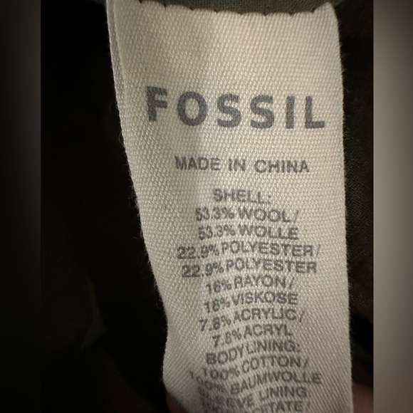 Fossil Wool/Cotton Blend Military Cadet style brown Jacket Size Medium - Picture 9 of 13